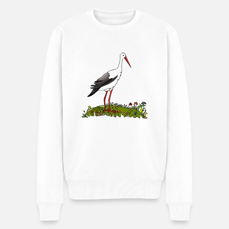 Storchenvogel - Männer Premium Bio Pullover - Weiß