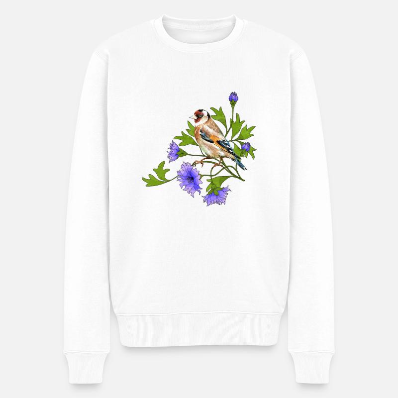 Bunter Vogel - Männer Premium Bio Pullover - Weiß