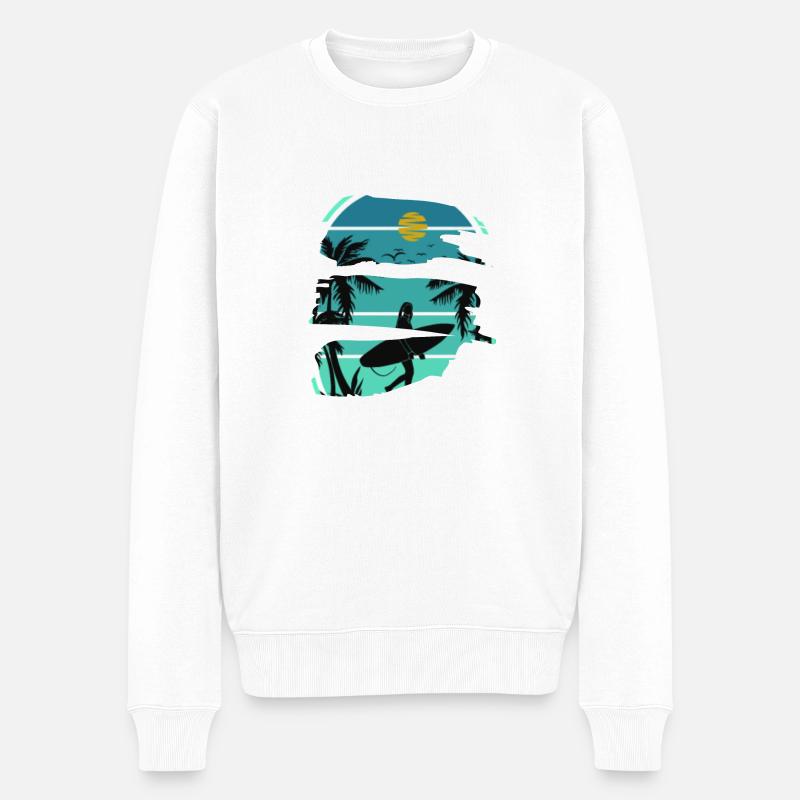 Mood été plage surf - Pull Premium bio Homme - blanc
