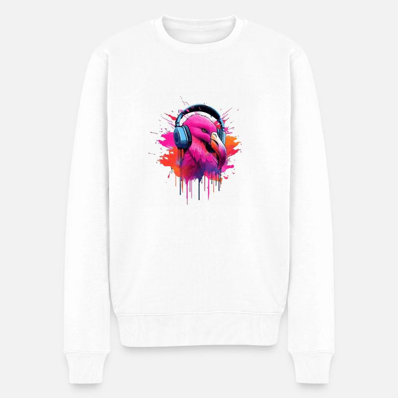 Flamingo Fusion - Männer Premium Bio Pullover - Weiß