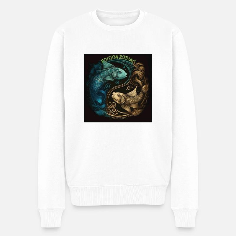 STERNZEICHEN FISCH - Männer Premium Bio Pullover - Weiß