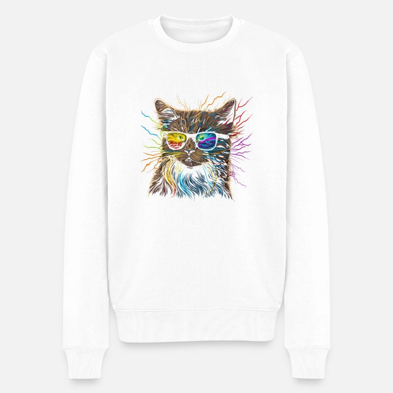Aquarelle Cat Cat Deco Art - Pull Premium bio Homme - blanc