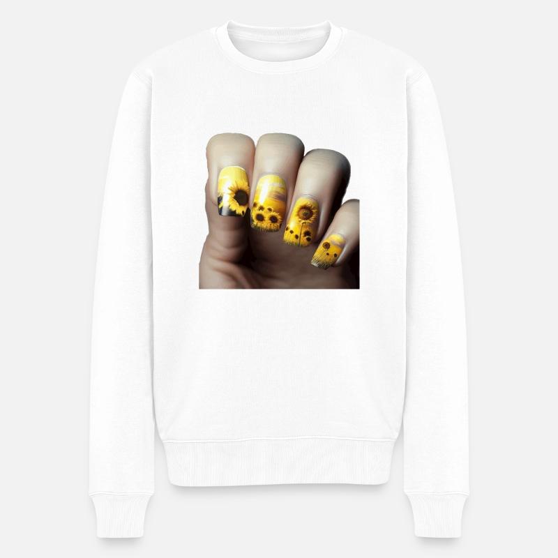 Sonnenblumen Fingernägel Geschenk - Männer Premium Bio Pullover - Weiß