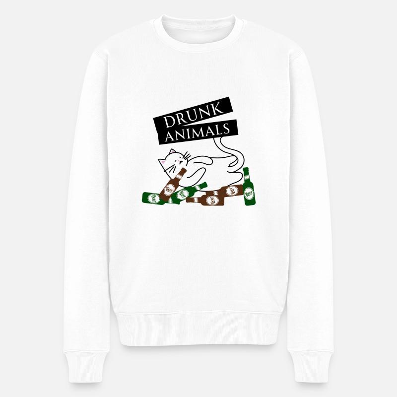 Drunk Animals - Männer Premium Bio Pullover - Weiß