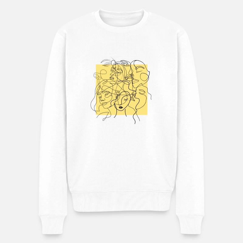 Gesichtslinie gelb - Männer Premium Bio Pullover - Weiß