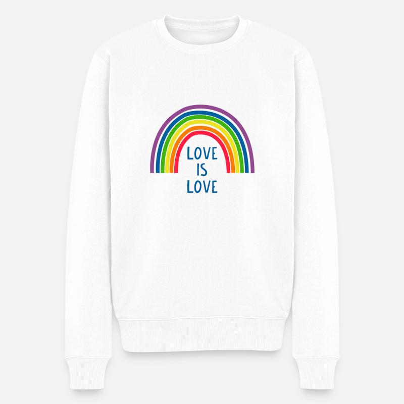 Priede Regenbogen Love is Love LGBT Stolz - Männer Premium Bio Pullover - Weiß