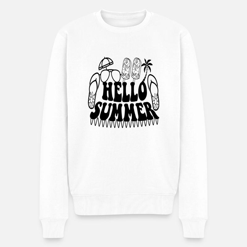 Hello Summer - Männer Premium Bio Pullover - Weiß
