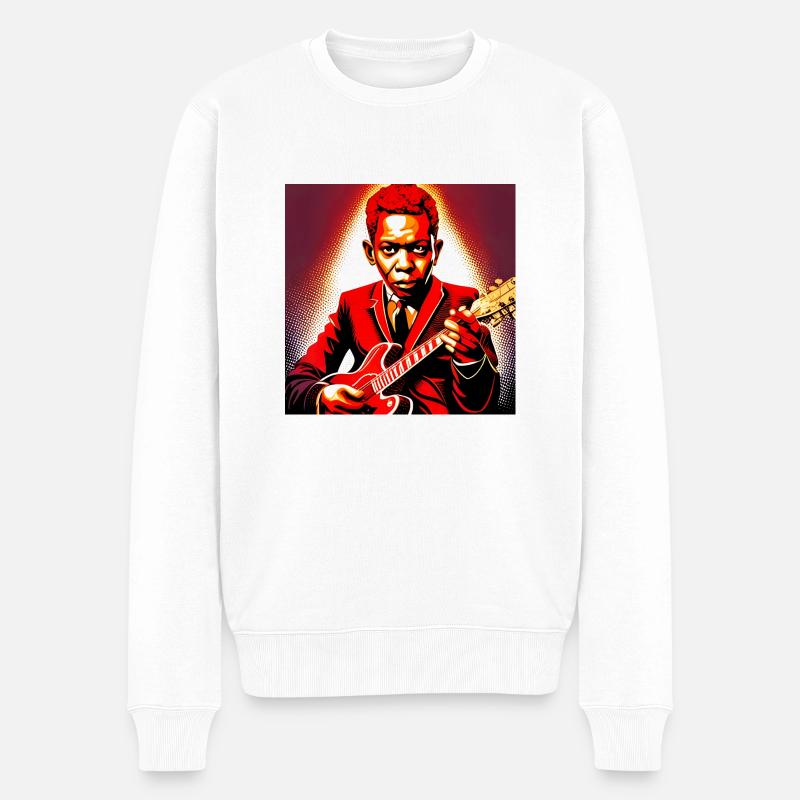 Robert Johnson guitariste - Pull Premium bio Homme - blanc