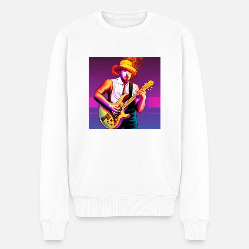 Guitariste en feu - Pull Premium bio Homme - blanc