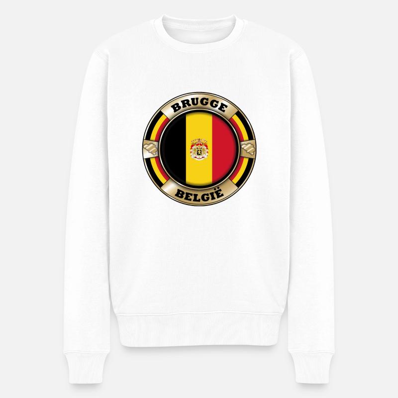 Brügge België - Männer Premium Bio Pullover - Weiß
