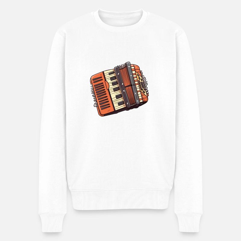 Akkordeon im Comic Stil - Männer Premium Bio Pullover - Weiß