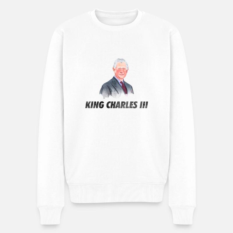 Charles 3 - Le Charles III - le roi Charles 3éme - Pull Premium bio Homme - blanc