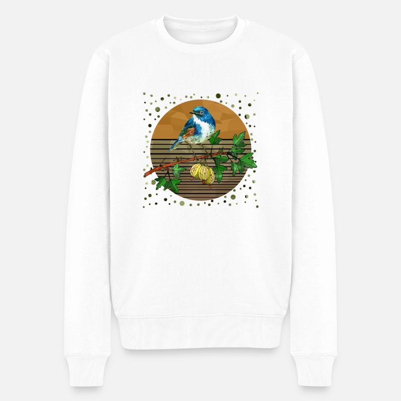 Bunter Vogel - Männer Premium Bio Pullover - Weiß