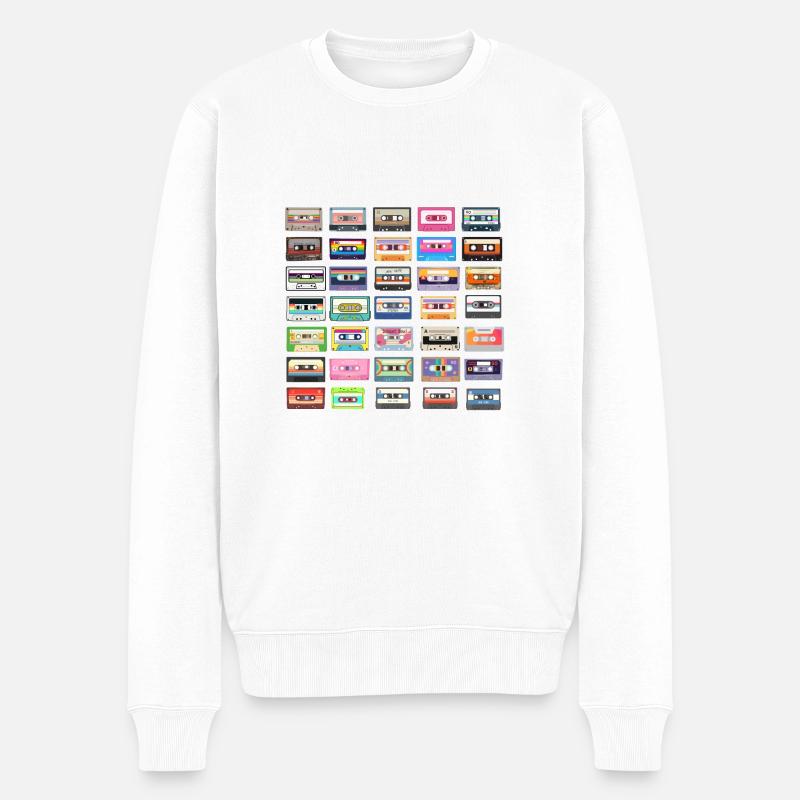 Retro-Kassetten - Männer Premium Bio Pullover - Weiß