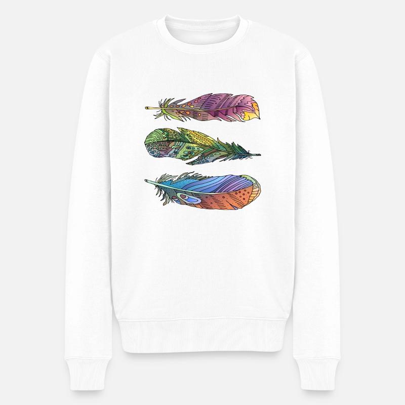 Feder - Männer Premium Bio Pullover - Weiß