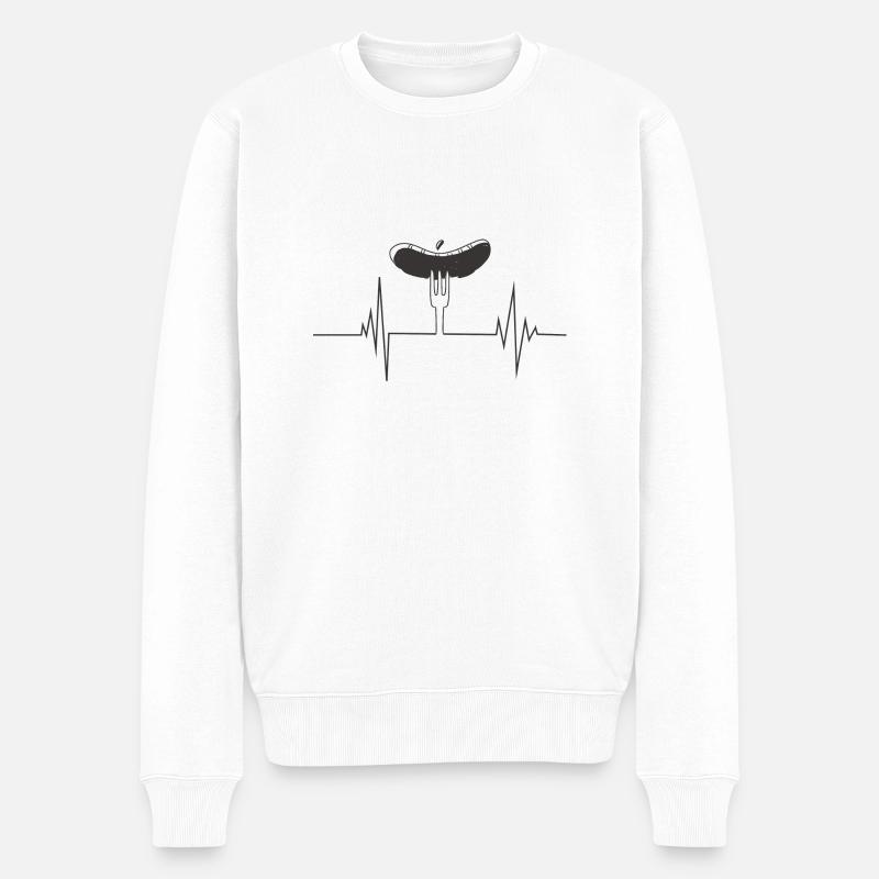 Mon cœur bat BBQ - Pull Premium bio Homme - blanc