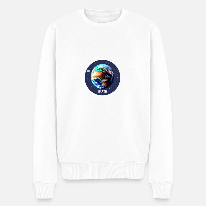 Planet Erde - Männer Premium Bio Pullover - Weiß