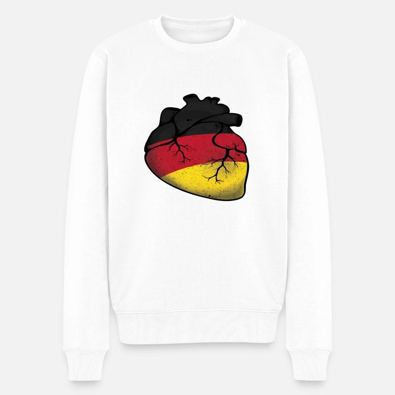 Deutsches Herz German Heart Deutschland - Männer Premium Bio Pullover - Weiß