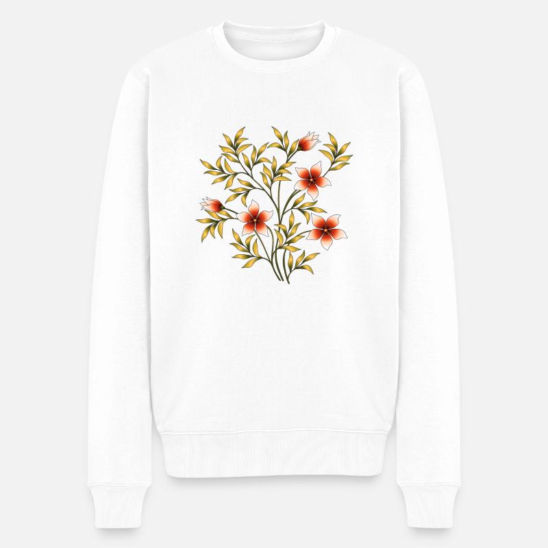 Blumen - Männer Premium Bio Pullover - Weiß