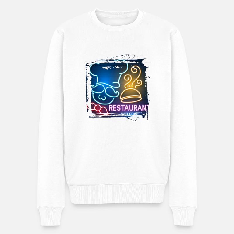 été plage plage rétro mer néon lumière eng - Pull Premium bio Homme - blanc