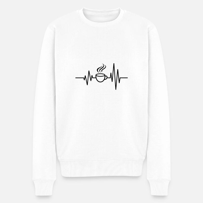 Coffee Heartbeat - Männer Premium Bio Pullover - Weiß