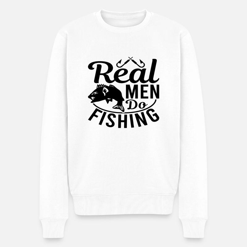Real Men Do Fishing - Männer Premium Bio Pullover - Weiß