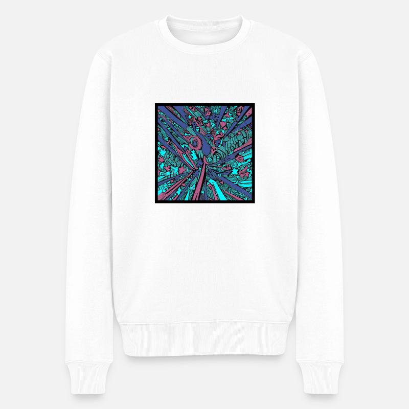 Abstract Illustration série B - Pull Premium bio Homme - blanc