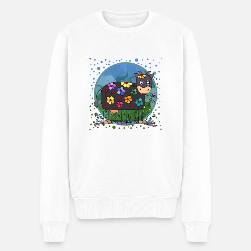 Kuh - Männer Premium Bio Pullover - Weiß