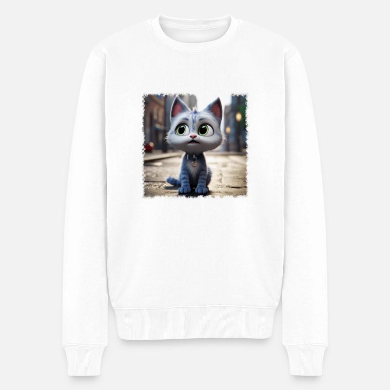 chat mignon - Pull Premium bio Homme - blanc