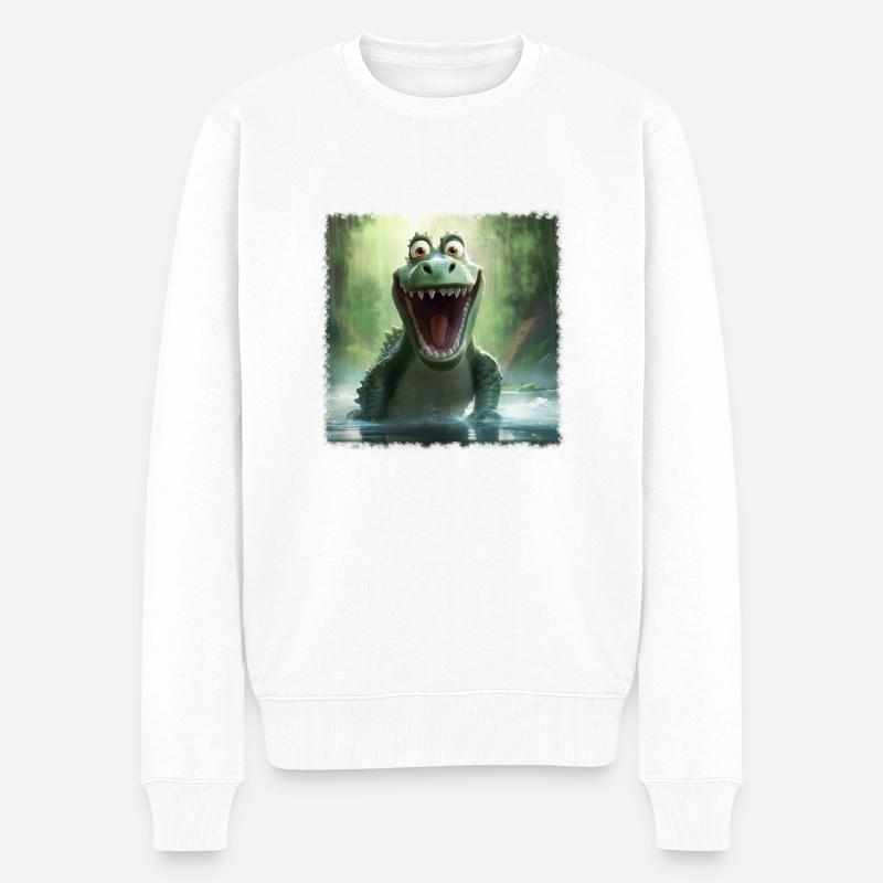 Crazy Croco - Männer Premium Bio Pullover - Weiß