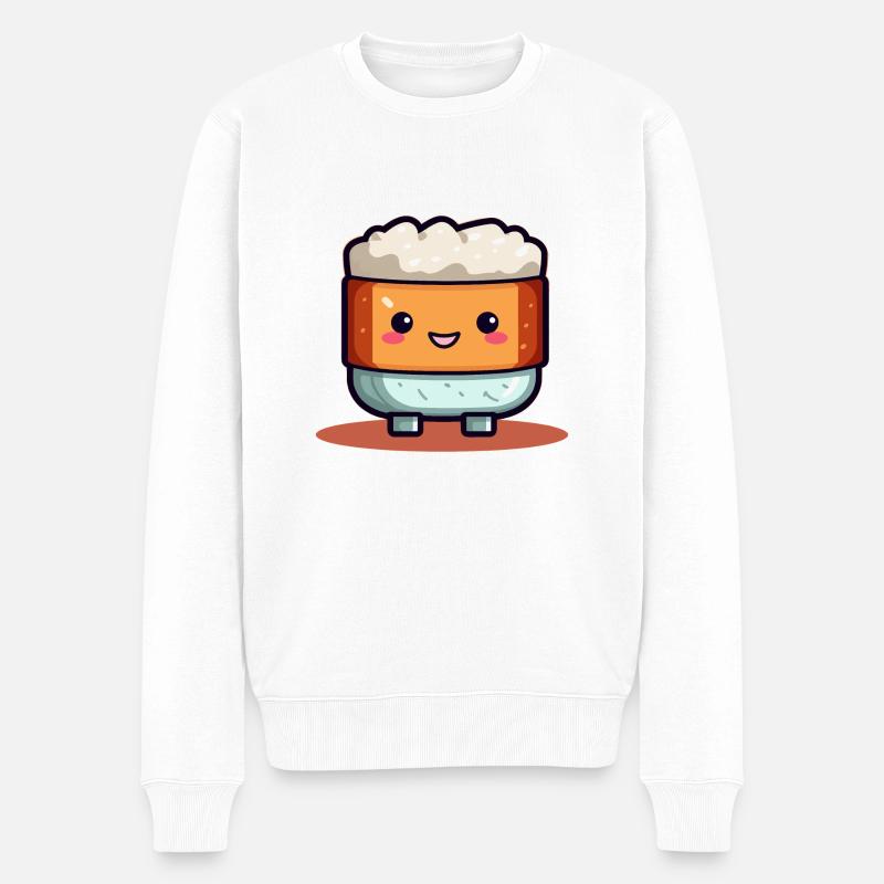 Niedliches Sushi-Maskottchen - Männer Premium Bio Pullover - Weiß