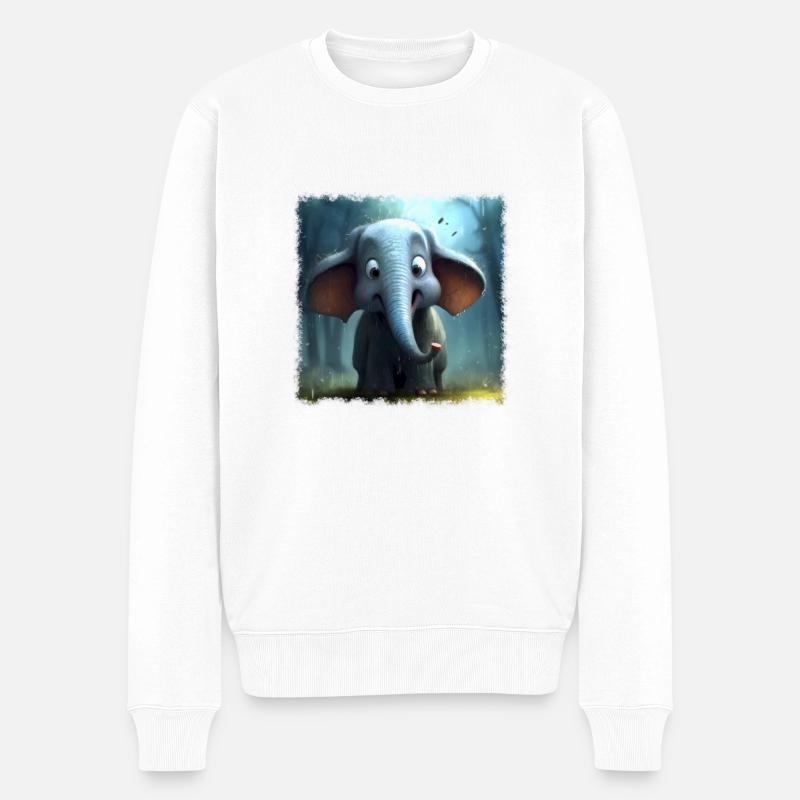 Kleiner Elefant - Männer Premium Bio Pullover - Weiß