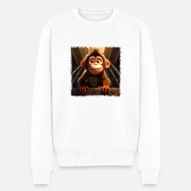 niedlicher Affe - Männer Premium Bio Pullover - Weiß