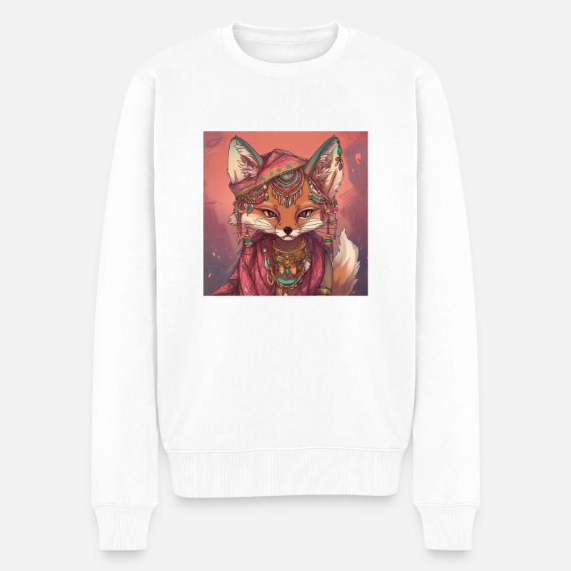 Fuchs Kunst - Männer Premium Bio Pullover - Weiß