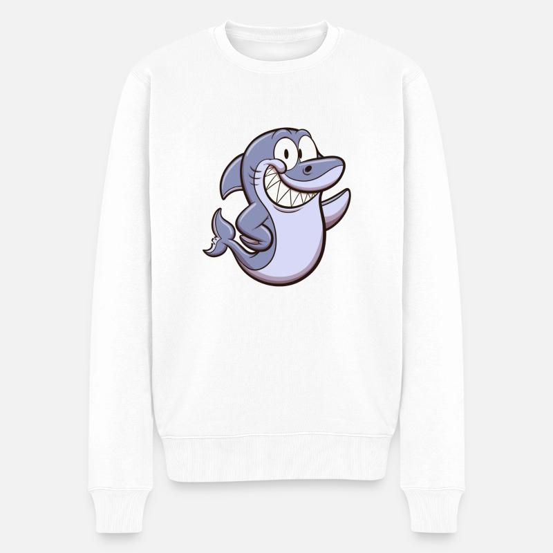Niedlicher Hai - Männer Premium Bio Pullover - Weiß