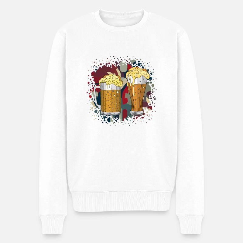 Becher und Glas - Männer Premium Bio Pullover - Weiß