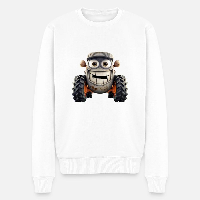 Tracteur au visage drôle - Pull Premium bio Homme - blanc