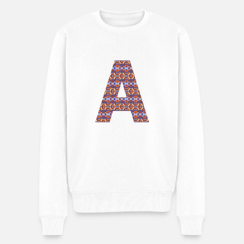 Monogramm Buchstabe A - geometrisches Muster - Männer Premium Bio Pullover - Weiß