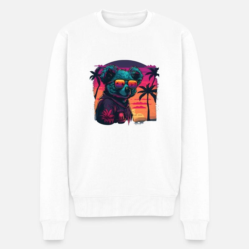 Synthwave Koala Sunset - Pull Premium bio Homme - blanc