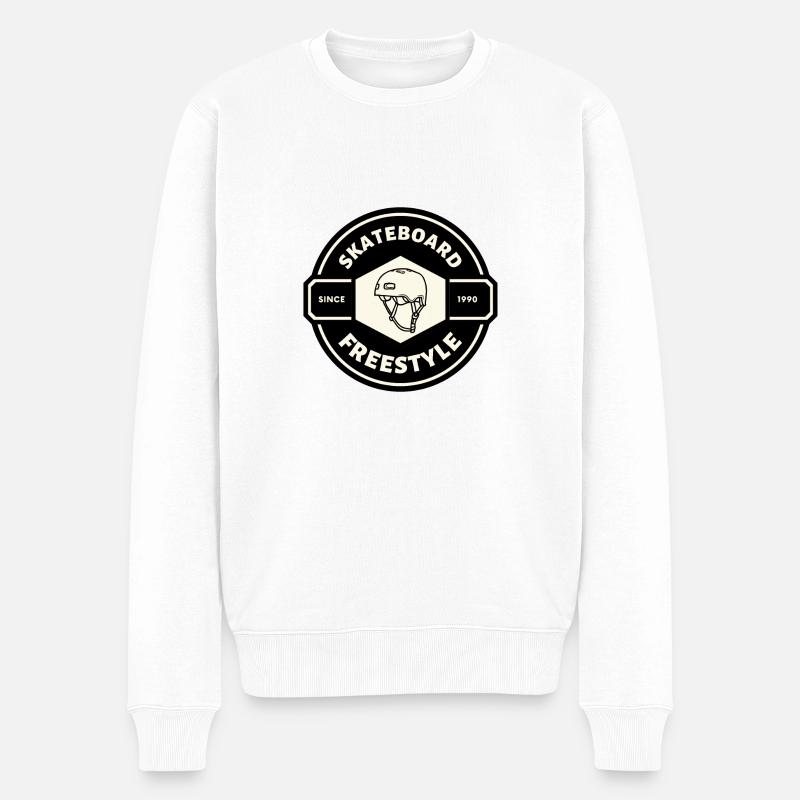 SKATEBOARD FREESTYLE X WEISSER HELM - Männer Premium Bio Pullover - Weiß