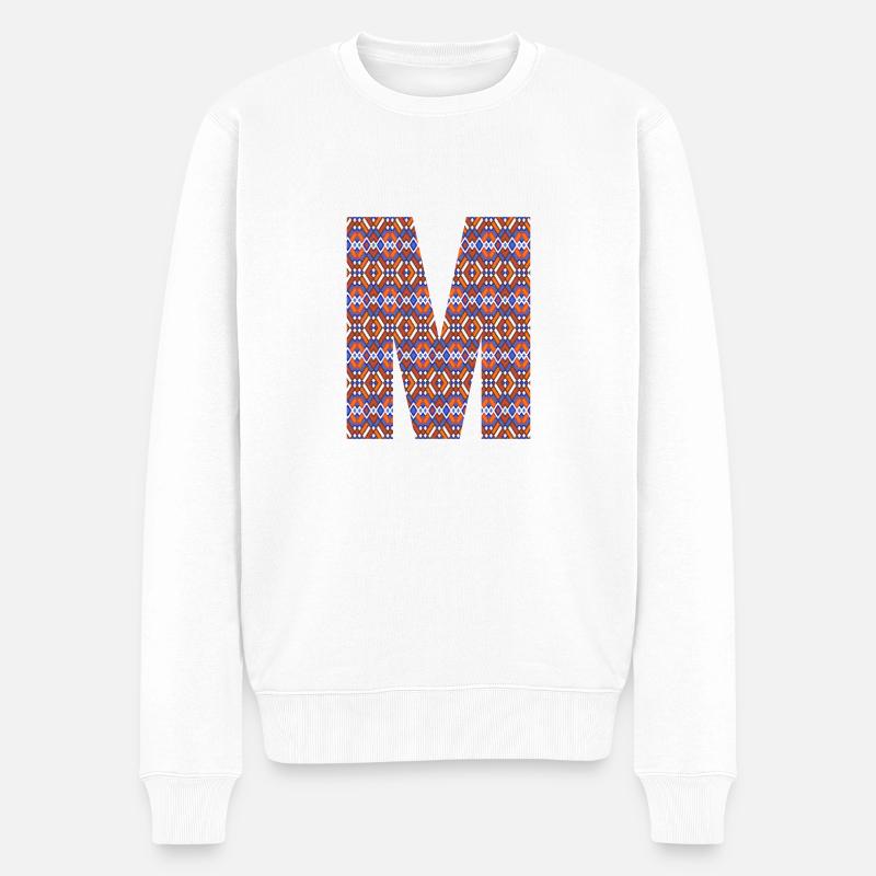 Monogramm Buchstabe M - geometrisches Muster - Männer Premium Bio Pullover - Weiß