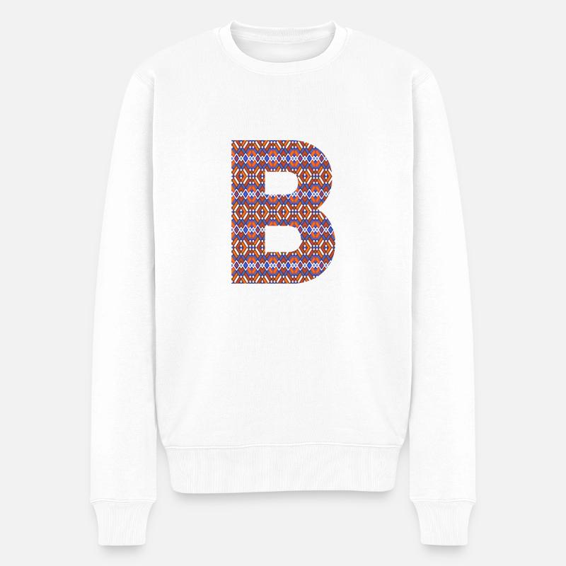 Monogramm Buchstabe B - geometrisches Muster - Männer Premium Bio Pullover - Weiß