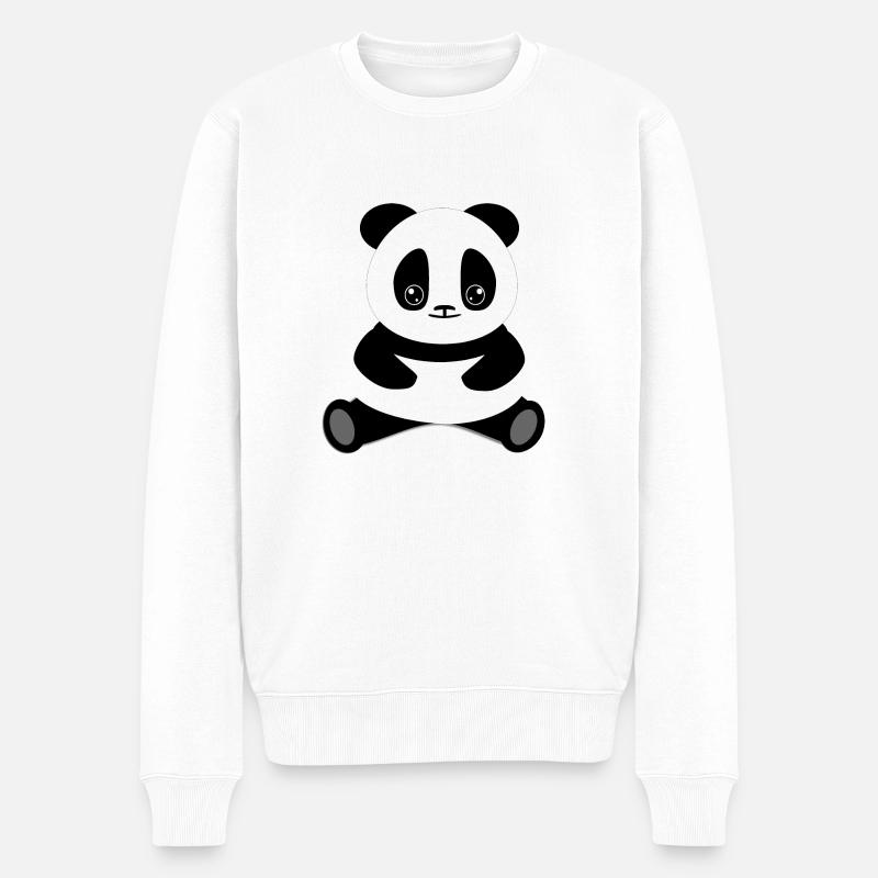 Niedlicher Panda - Männer Premium Bio Pullover - Weiß