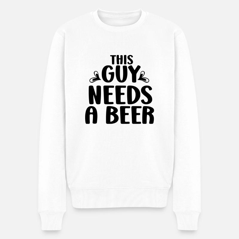 This Guy Needs a Beer - Männer Premium Bio Pullover - Weiß