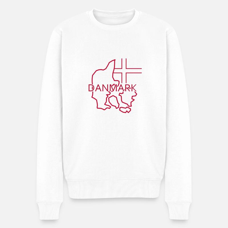 Karte von Dänemark - Männer Premium Bio Pullover - Weiß