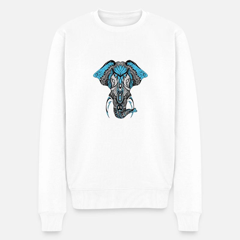 Elefanten-Wasser - Männer Premium Bio Pullover - Weiß
