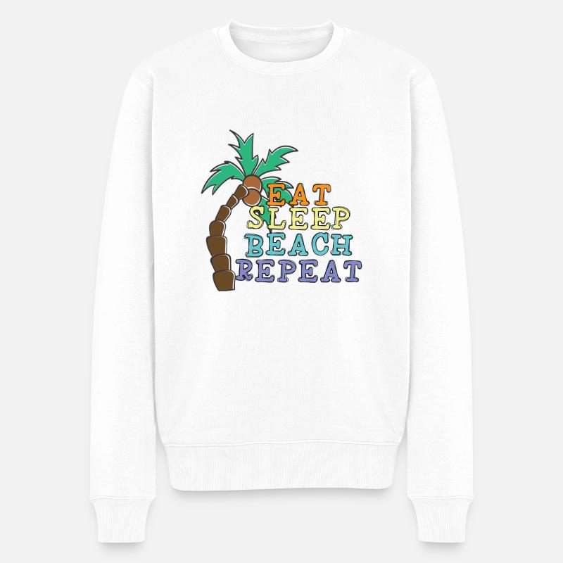 Eat Sleep Beach Repeat - Männer Premium Bio Pullover - Weiß