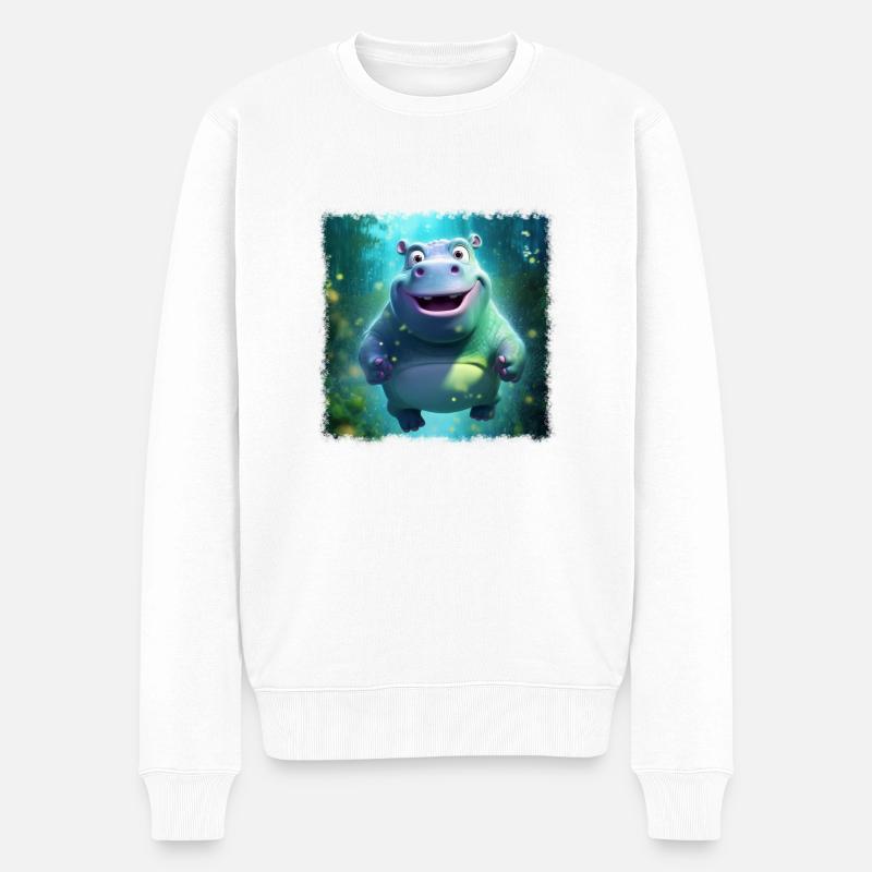Hippopotame doux - Pull Premium bio Homme - blanc