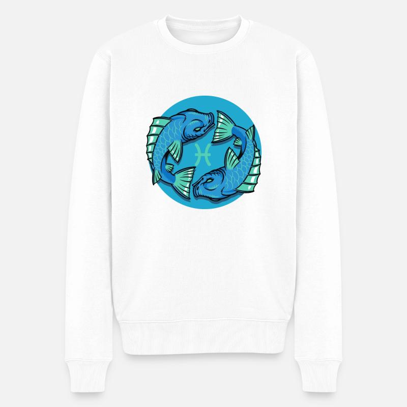 Zodiac - Star Sign - Pisces - pos - Männer Premium Bio Pullover - Weiß