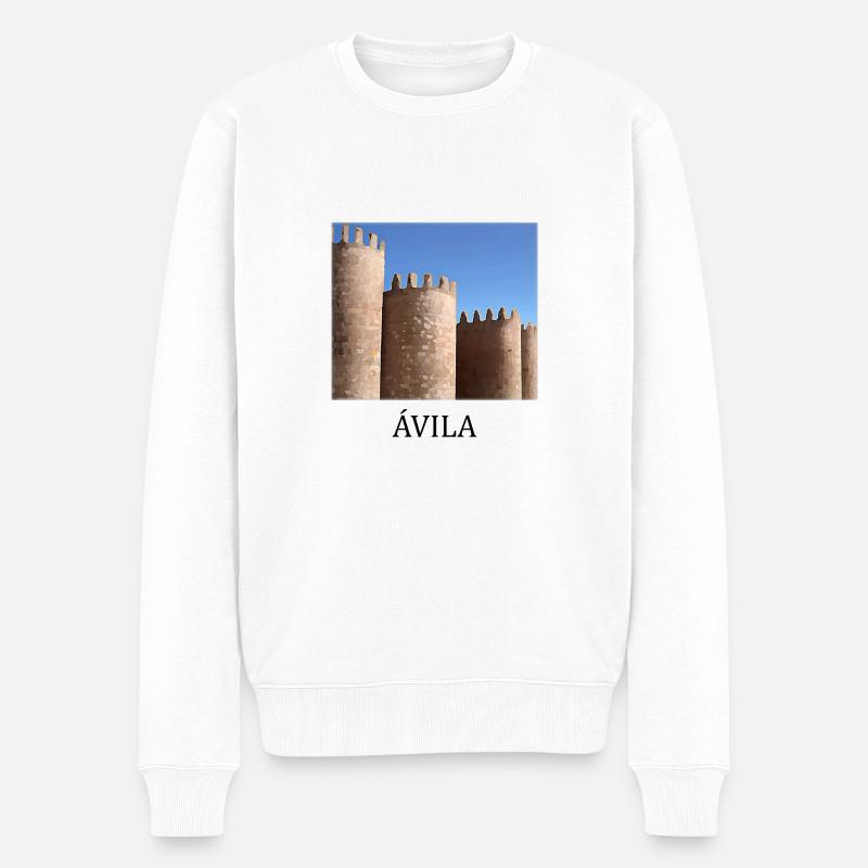 Mauer von Ávila - Männer Premium Bio Pullover - Weiß